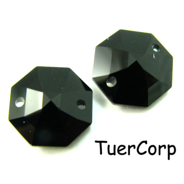 Swarovski octagon lily 14mm jet z dwoma dziurkami