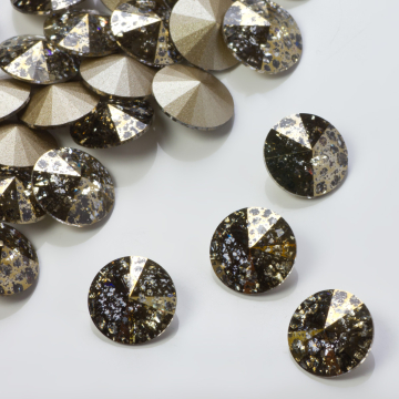 Swarovski rivoli stone gold patina 10mm