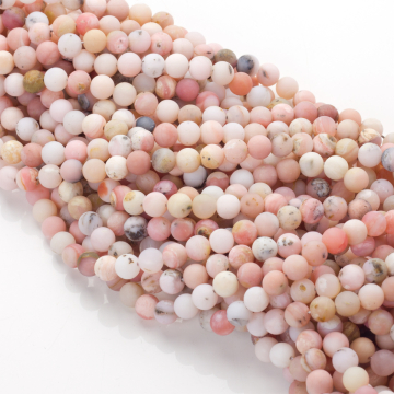 Opal różowy matowy kulki gładkie 6-7mm