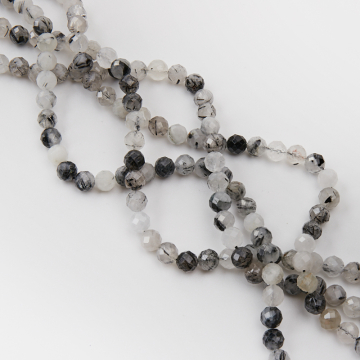 Kryształ górski z czarnym turmalinem kulka fasetowana 8mm