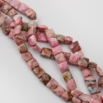 Rodonit kwadrat fasetowany nieregularny 9-12mm