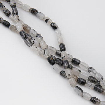 Kryształ górski z czarnym turmalinem walec okrągły 9x6mm