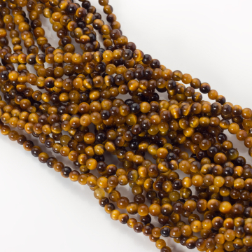 Tygrysie oko kulka gładka 4mm - na sznurze