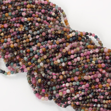 Turmalin kulki gładkie 3mm - na sznurze