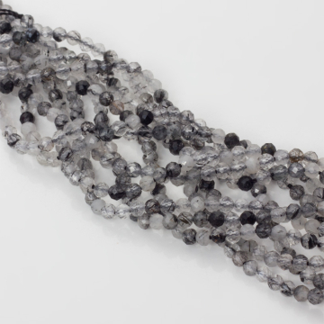 Kryształ górski z czarnym turmalinem kulka fasetowana 4mm