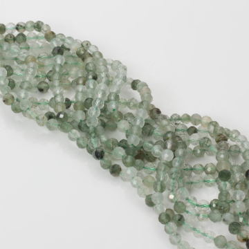 Kwarc rytylowy zielony kulki fasetowane 3.5 mm