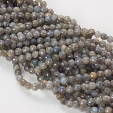 Labradoryt kulki fasetowane 6mm szary