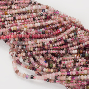 Turmalin oponka fasetowana 3.5x2.5mm multikolor