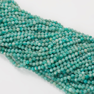 Amazonit kulki fasetowane 4mm zielony - na sznurze