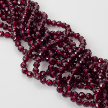 Granat kulki fasetowane 4mm