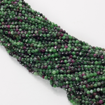 Rubin z zoisytem kulka fasetowana 4mm