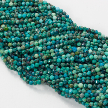 Chryzokola kulki fasetowane 3mm - na sznurze