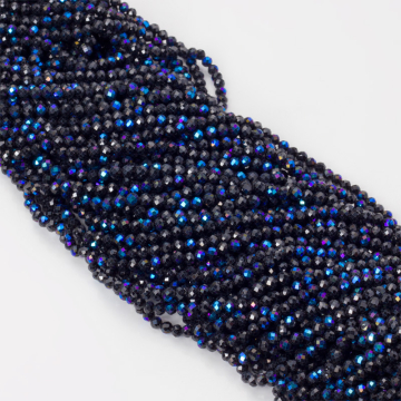 Czarny spinel kulki fasetowane platerowana 3,3mm