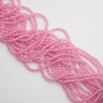 Cyrkonia różowa kulka fasetowana 3mm - na sznury