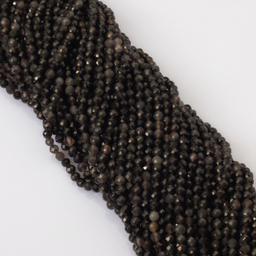 Obsydian czarny kulka fasetowana 3,5mm