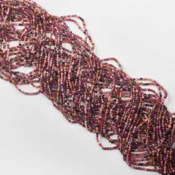 Turmalin kulka fasetowana AA 2mm - na sznurze