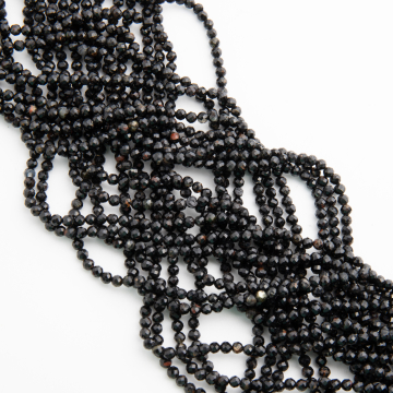 Czarny turmalin kulka fasetowana 3mm - na sznury