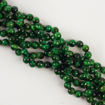 Tygrysie oko kulka fasetowana zielona 8,5mm