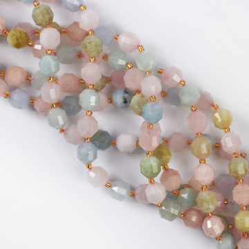 Morganit baryłka fasetowana 10mm
