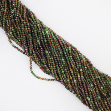 Rubin z zoisytem kulka fasetowana 2mm