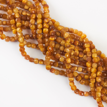 Złote tygrysie oko kostka fasetowana 5mm