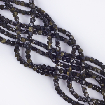 Złoty obsydian kostka fasetowana 4x4mm