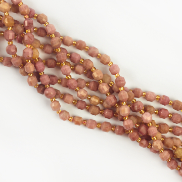 Rodonit baryłka fasetowana 6mm