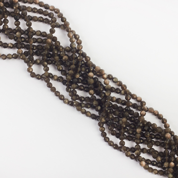 Srebrny obsydian kulka fasetowana 4mm