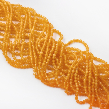 Kocie oko kulka fasetowana żółta 4mm