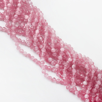 Kocie oko kulka fasetowana różowa 5,5mm