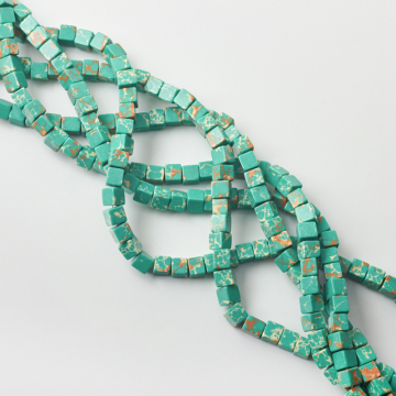 Jaspis cesarski kostka zielona 5,5-7mm