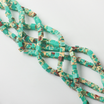 Jaspis cesarski kostka turkusowa 5,5-7mm