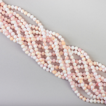 Muszla różowa kulka fasetowana 4mm