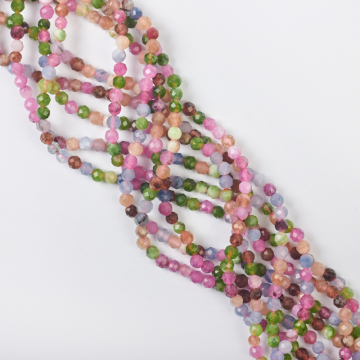 Agat kulka fasetowana multikolor 4,5mm - na sznurze