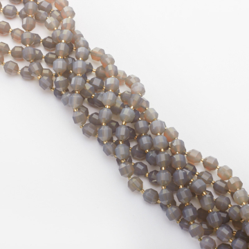 Szary agat baryłka fasetowana 8mm