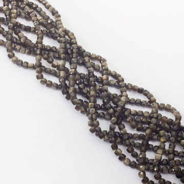 Srebrny obsydian kostka fasetowana 4mm