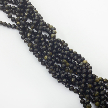 Złoty obsydian kulka fasetowana 6mm