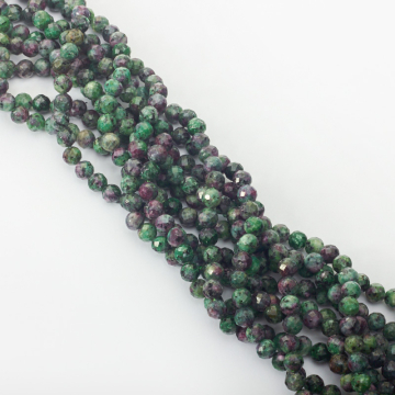 Zoisyt z rubinem kulka fasetowana 6mm