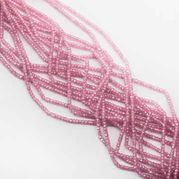 Cyrkonia oponka fasetowana różowa 2,5x3mm - na sznury