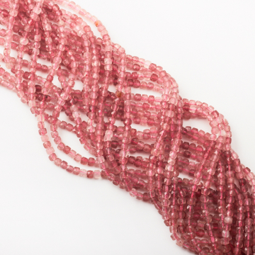 Kryształ górski truskawkowy kostka fasetowana 3,5x3,5mm
