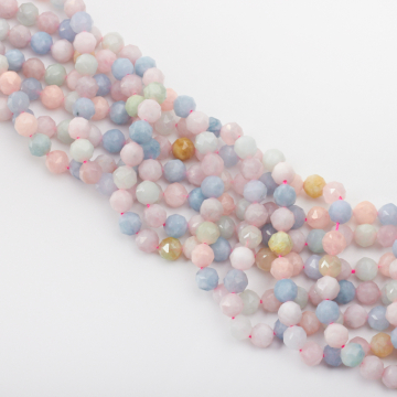 Morganit kulka fasetowana diamentowa 8mm