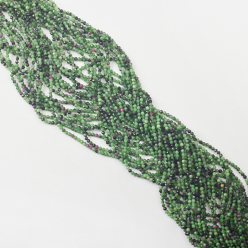 Zoisyt z rubinem kulka fasetowana 2,5mm - na sznury