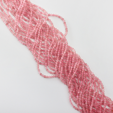 Kryształ górski truskawkowy kulka fasetowana 3mm - na sznury