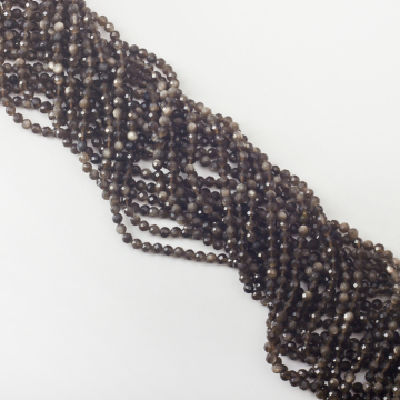 Srebrny obsydian kulka fasetowana 4-4,2mm