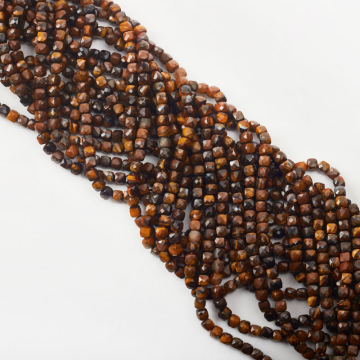 Tygrysie oko kostka fasetowana 4,5x4,5mm