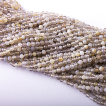 Agat szary kulka fasetowana 4mm