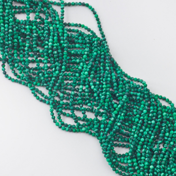 Malachit syntetyczny kulka fasetowana 3mm - na sznurze