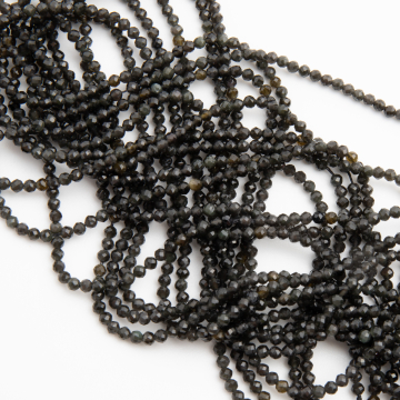 Srebrny obsydian kulka fasetowana 2,5mm