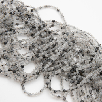 Kryształ górski z czarnym rutylem kulka fasetowana 2,5mm