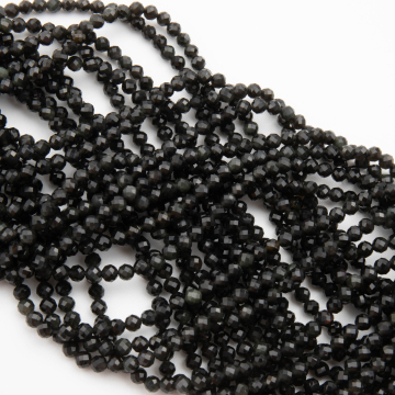 Obsydian kulka fasetowana 3,5mm - na sznury